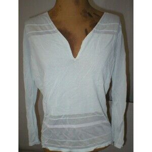 NWT New Womens SWE $134 Top Blouse Large Pale Green Blue White L Rayon Silky Sof